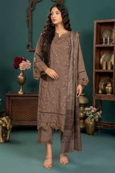 Qaus - Luxury Winter embroidered Slub dhanak with wool shawl