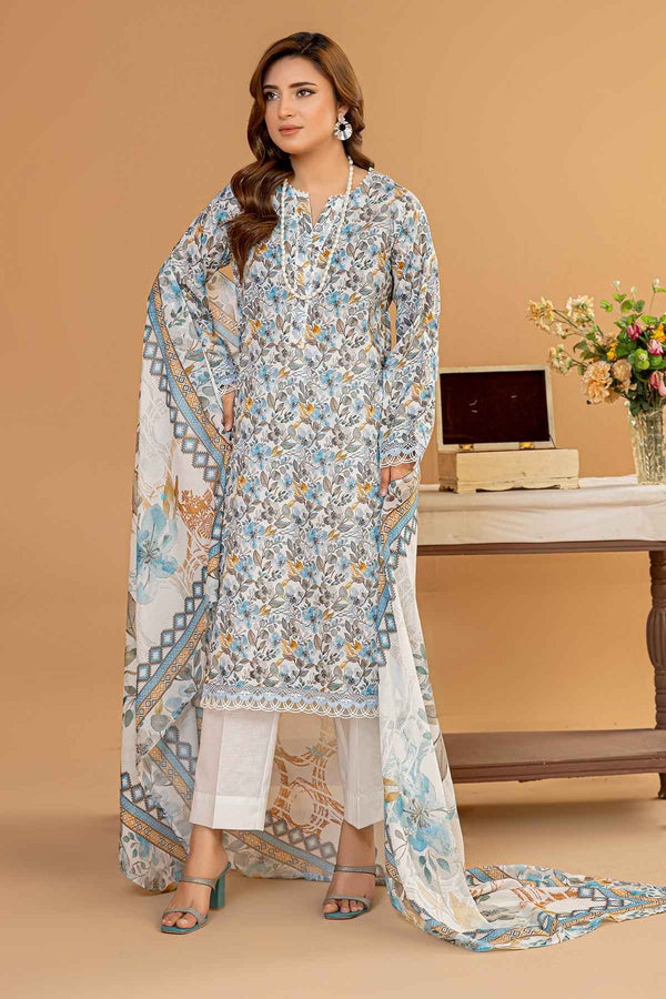 Digital Printed Lawn With Malmal Dupatta BK - 37 - Anyesha clothes